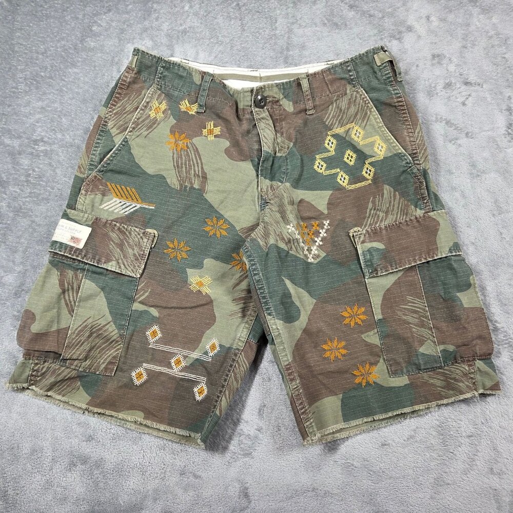 Ralph Lauren Denim Supply Shorts Mens 30 Camo Military Aztec Embroidered Cargo